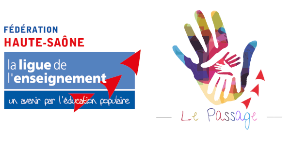 Logo Ligue de l'enseignement, fédération de Haute-Saône, et logo du PARH70 Le Passage